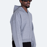 Grey Heavyweight Soft-Knit Zip Hoodie